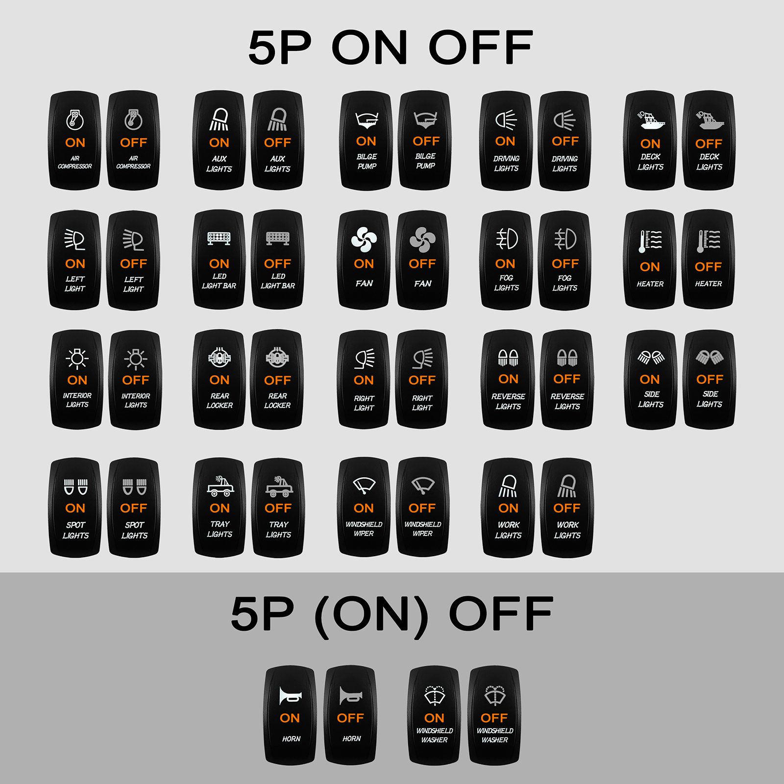 12V 24V Fahr lichter Wipp schalter weiß LED Momentan/Verriegelung Kippschalter für Auto Boot atv rzr rv Carling Narva Contura