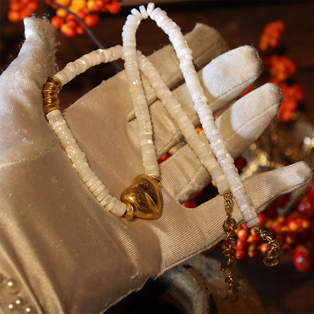 Vintage artesanal Beading coração pingente colares para mulheres e meninas, moda jóias acessórios