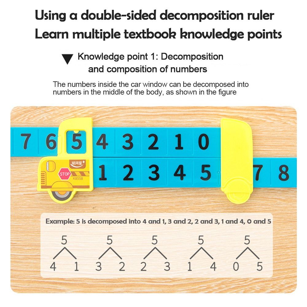 Righello di decomposizione matematica in plastica entro 20 righello di sottrazione di colore casuale insegnamento dimostrazione righello di aggiunta portatile