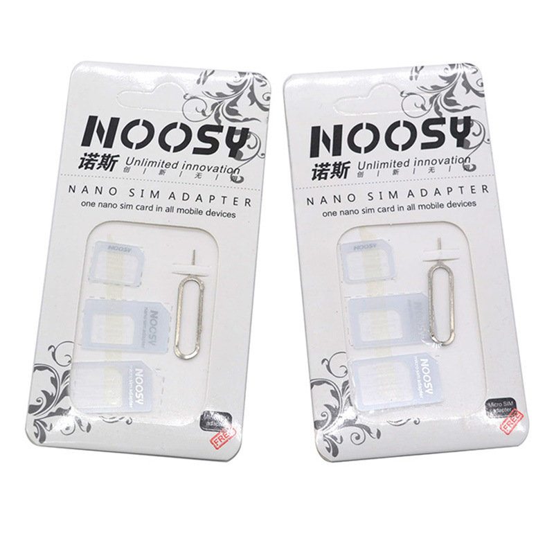 50 Sets 4 in1 Noosy Nano-SIM-Kartenadapter + Micro-SIM-Karten-Adapter + Standard-SIM-Karten-Adapter für iPhone
