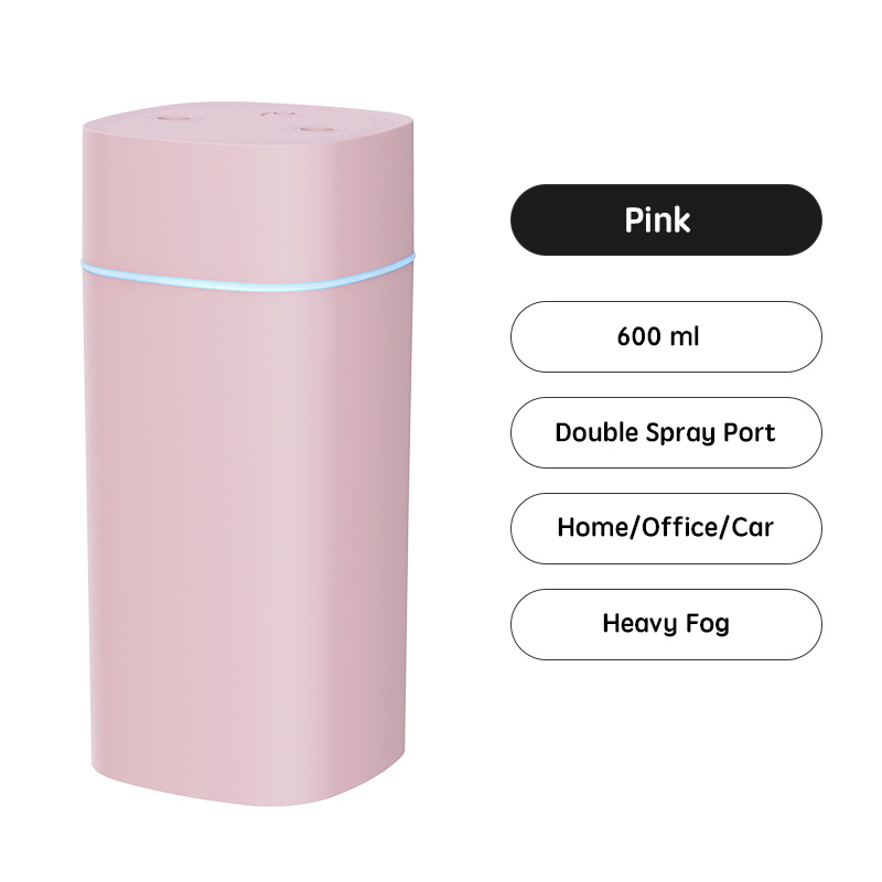 Umidificatore USB Doppia porta spray Olio essenziale 600ml Aromaterapia Umidificatore Freddo Mist Maker Fogger Purificare per Home Office