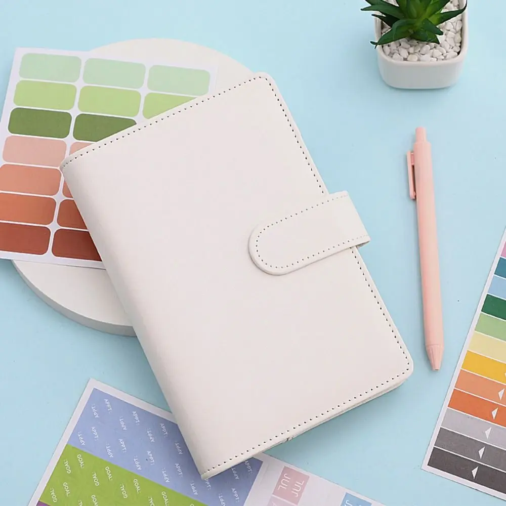 A6 Binder Ledger PU หนัง Macaron สีสัน Budget Binder Notebook PVC ค่าใช้จ่าย Budget แผ่น Budget Planner วิทยาลัยนักเรียน
