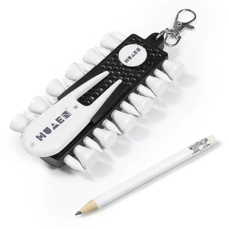 Porta tee da golf PGM con 12 pezzi Tees Green Fork e matita Dispositivo di archiviazione portatile per accessori da golf TC001