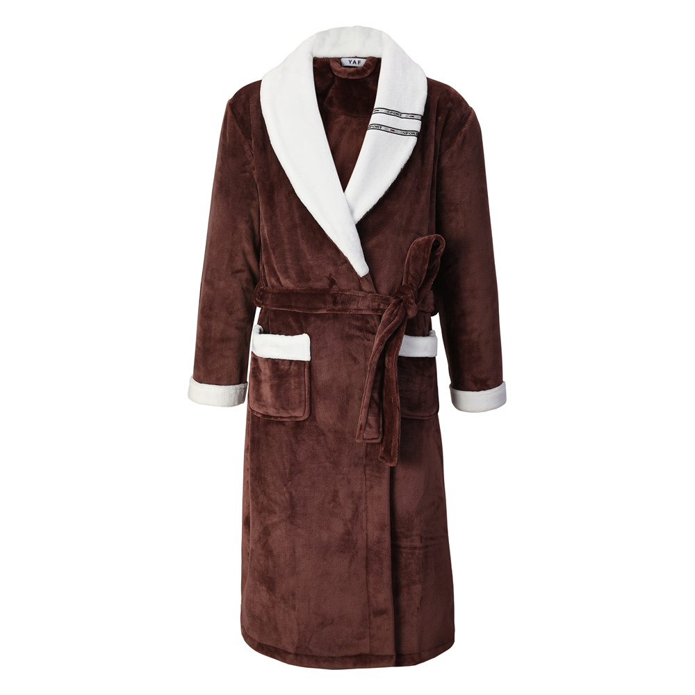 Verdickte Flanell Männer Robe Nachtwäsche Herbst Winter Warme Korallen Fleece Bademantel Kleid Nachtwäsche Lose Beiläufige Hause Tragen Loungewear