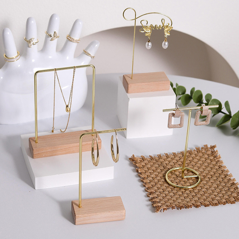 Soporte para presentación de joyería, pulsera, pendiente, collar, almacenamiento, Base de madera, soporte organizador de joyería, accesorios para fotos, decoración del hogar
