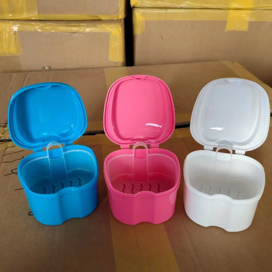 Dental Denture Box With Net Bath Case Container Tips Dentures Artificial False Teeth Storage Boxes Organizer Tooth Box Appliance