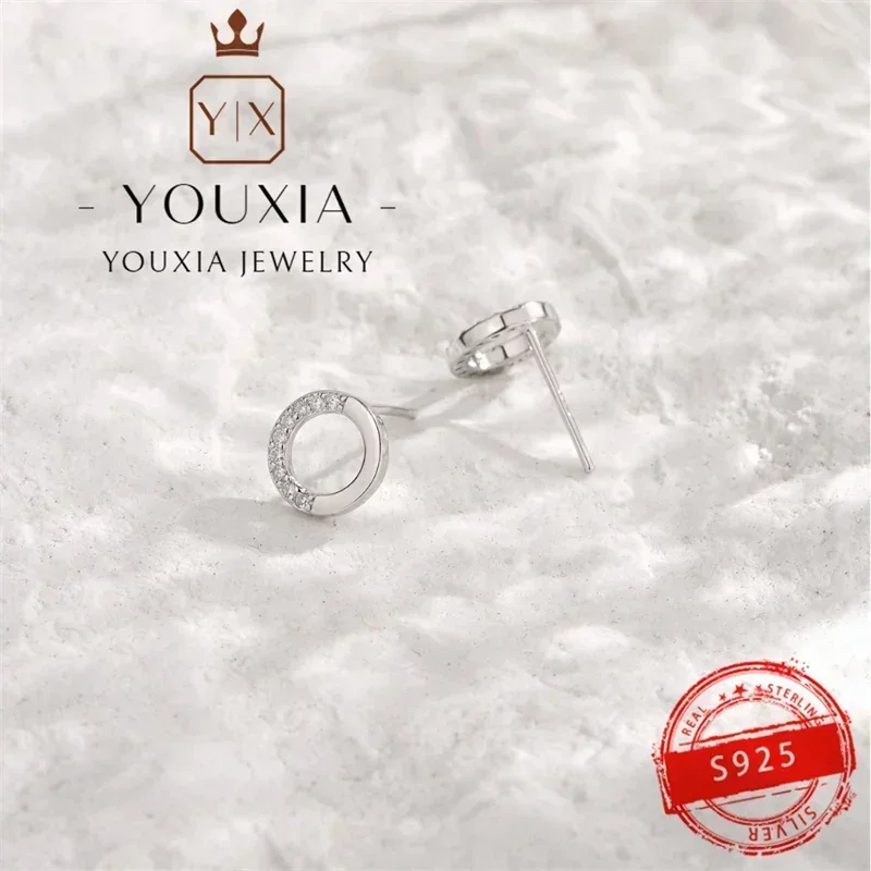 Orecchini gioielli personalizzati scintillanti in stile occidentale per donna, orecchini a bottone regalo per coppia in argento 925 premium