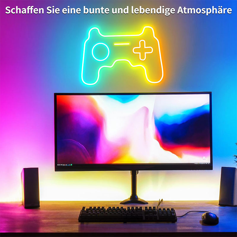 Smart Neon LED Strip Light Sign Remote Control RGB Flexible Neon Tape TV Backlight 1/3/5m Waterproof for Room Home Outdoor Decor