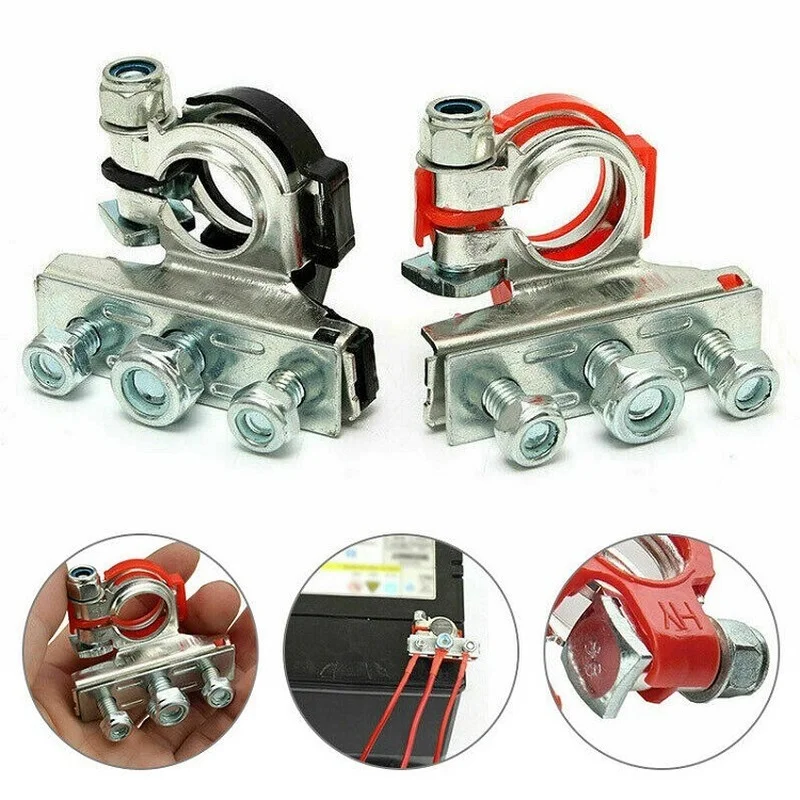 1 par de terminales de batería de poste superior de coche automotriz de 12V y 24V, conectores de Terminal de abrazadera de Cable, accesorios para coche