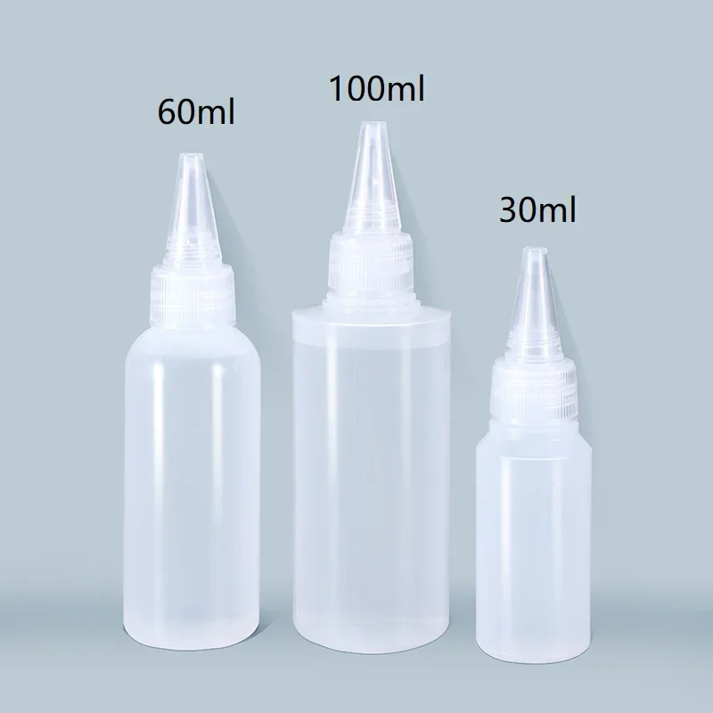 10 Chiếc 30-100Ml Nhựa Rỗng Keo Chai Chất Liệu PE Với Ốc Vít Nắp Bóp Chất Lỏng Thả Chai mực Dầu Sắc Tố Bình Chứa