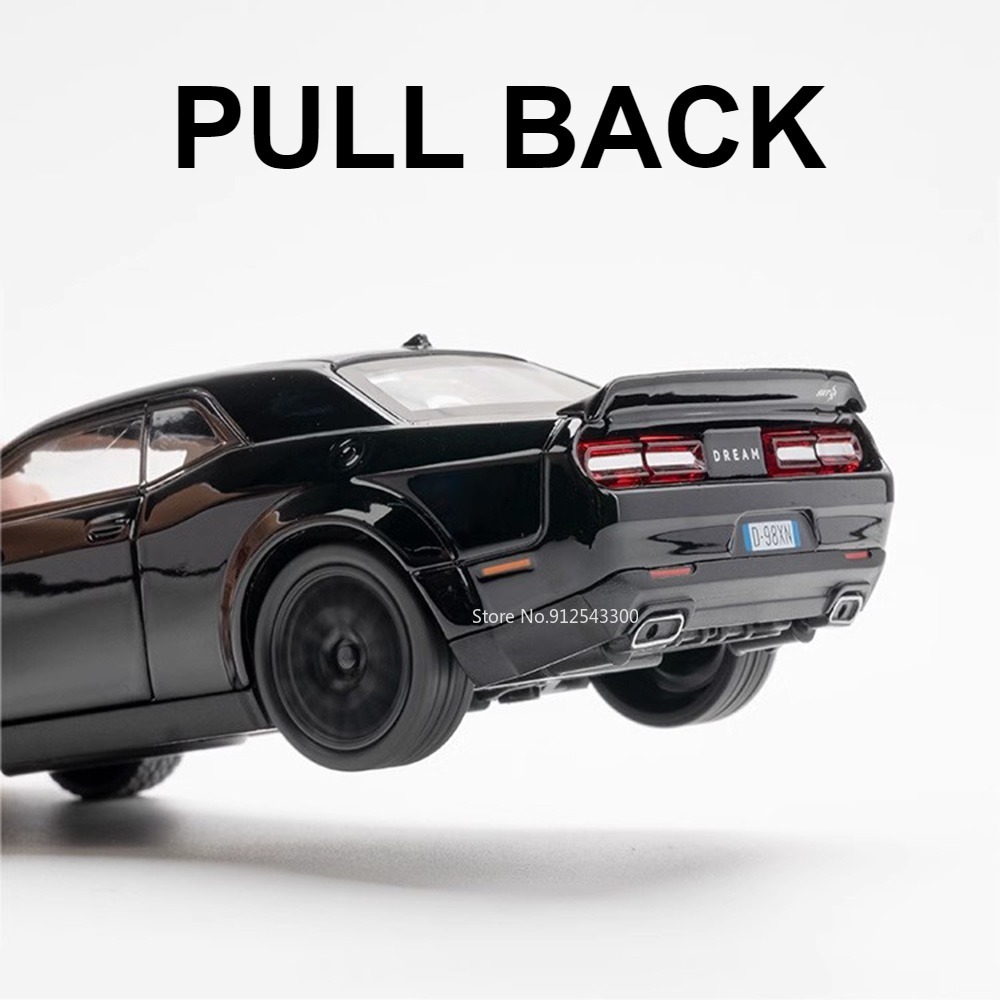 1:32 スケールチャレンジャーヘルキャットおもちゃの車モデルダイキャストメテルプルバックマッスルカーモデルサウンドライトコレクションギフト子供のための