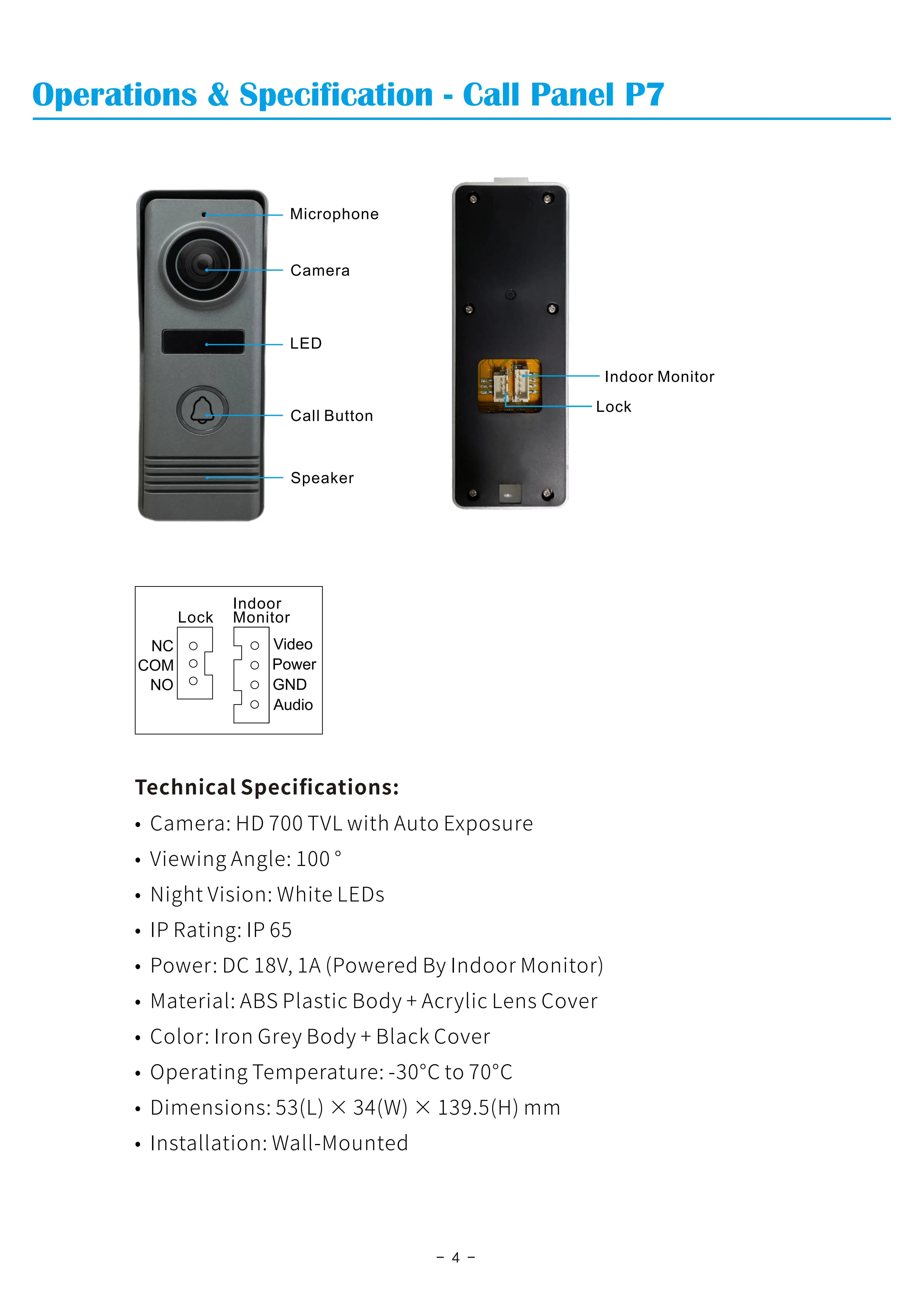 Sistema de intercomunicação de vídeo com fio colorido de 7 polegadas, câmera visual, campainha, kits de telefone para casa, ip, vila, apartamento m73t