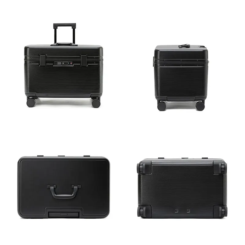 Aluminium Frame Koffer, Top-Opening Abs Draagbare Trolley Case, Universele Wielen, Douane Code Lock Boarding Case