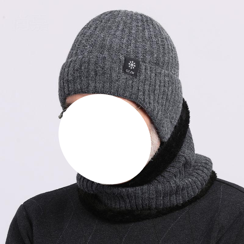 Herenhoed Winter Warme gebreide muts Gehoorbescherming Verdikte winter Herfst/winter Gebreide muts Nekbescherming Set sjaals