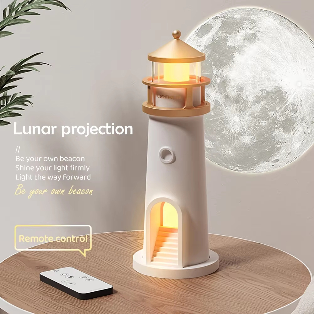 LED Mond Projektion Leuchtturm Körper Induktion Dimmbar Ambient Nachtlicht Bluetooth Lautsprecher Desktop Dekoration Licht für Geschenk