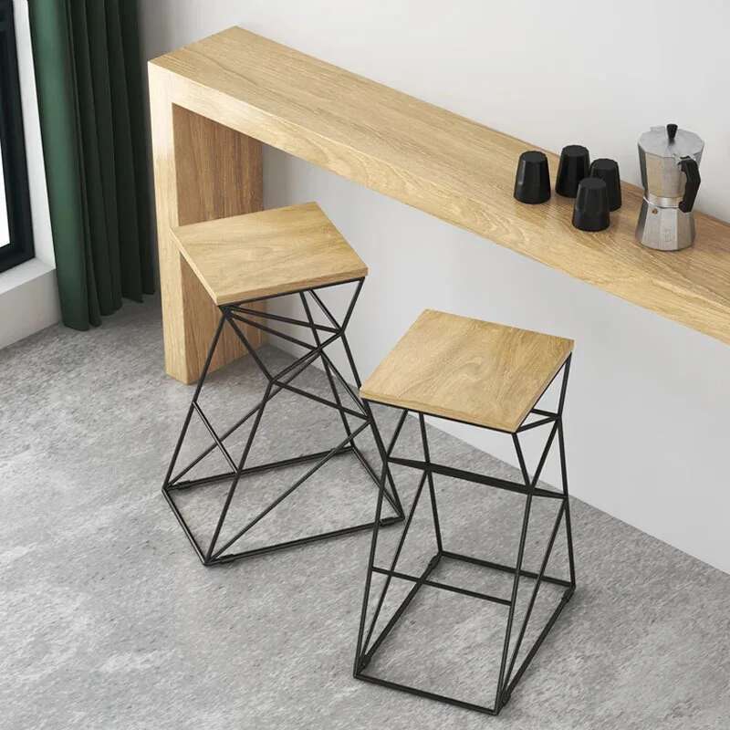 Nordic Loft Bar Chairs Industrial Bar Stool Iron Wrought Simple Modern Creative Restaurant Bar stool High Stool Solid Wood