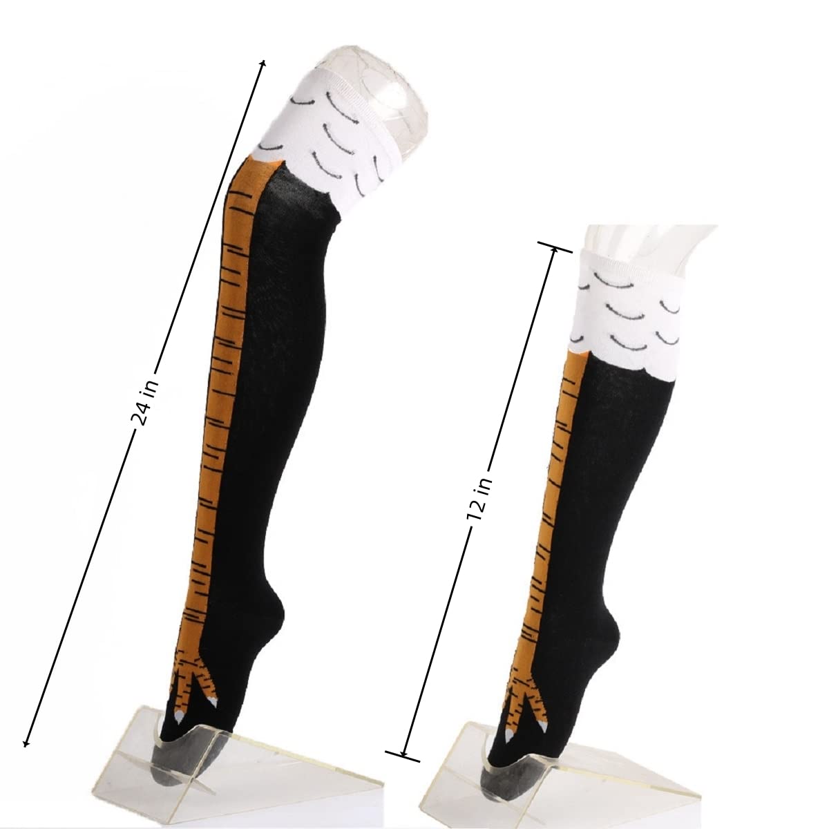Calze alte da donna con piedi di pollo Stampa calzini lunghi sopra calzini al ginocchio Divertenti calzini novità Calze con zampe di animali dei cartoni animati