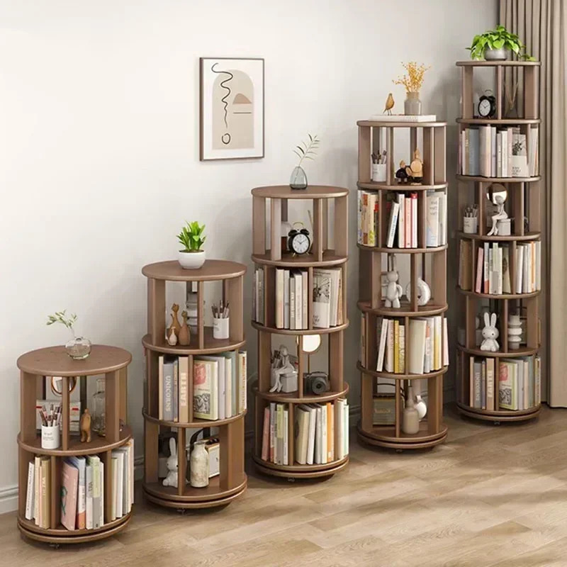 Vertical Vintage Rotating Bookcase Miniature Wood Miniature House Rotating Bookcase Storage Mueble De Cuarto Room Furnitures
