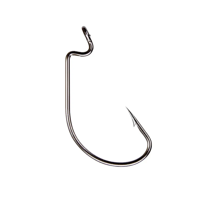 50 ชิ้นกล่องตะขอตกปลาชุด Jig Crank ตะขอหนามสูงคาร์บอนสแตนเลสกว้าง Gap Offset Fishhook Soft Worm Sea Hook Tackle