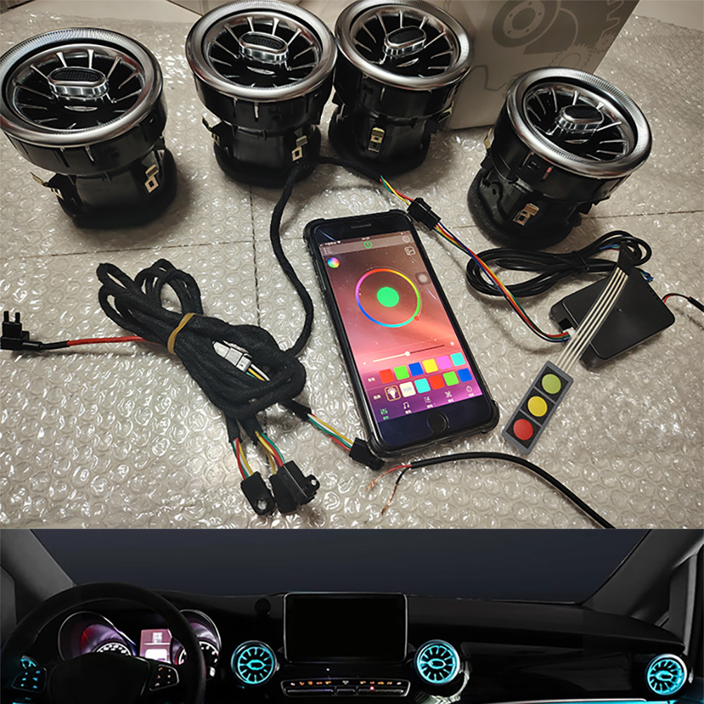 Car LED Front Dashboard Air Condition Vent Outlet Turbo Interior For Mercedes Benz V Class EQV  Vito Viano Valente Metris W447