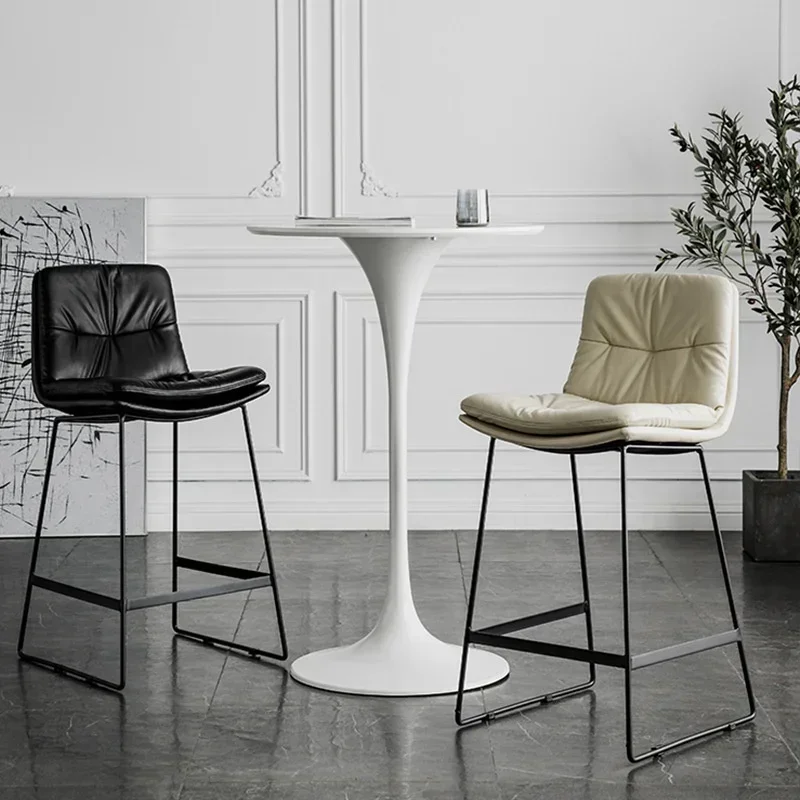 Sedia da bar, sedia da pranzo di lusso, cuscino morbido, sgabelli con schienale alto 65 cm/75 cm, solido e resistente, portasapone in acciaio inossidabile