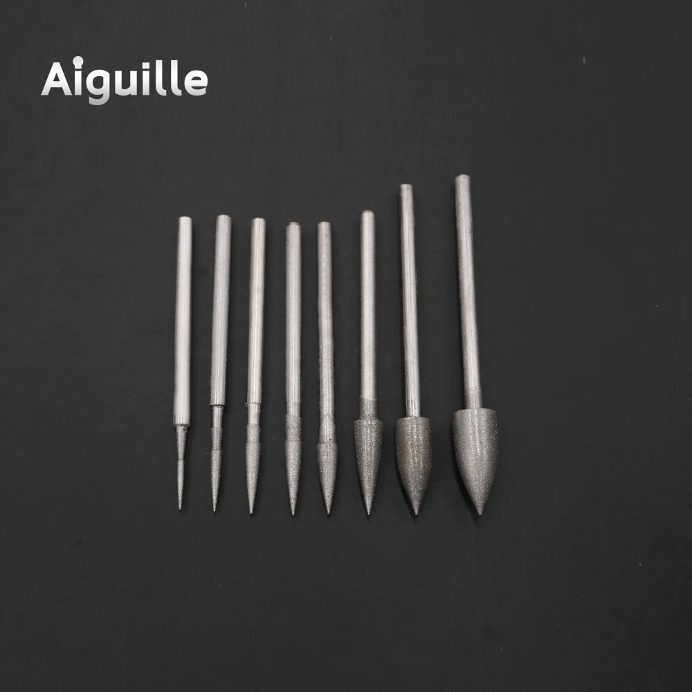 10 Chiếc 400 #2.35Mm 1-6Mm Kim Cương Xay Burr Ngọc Đánh Bóng Kim Cương Bit Răng Bit kim Cương Xay Điểm