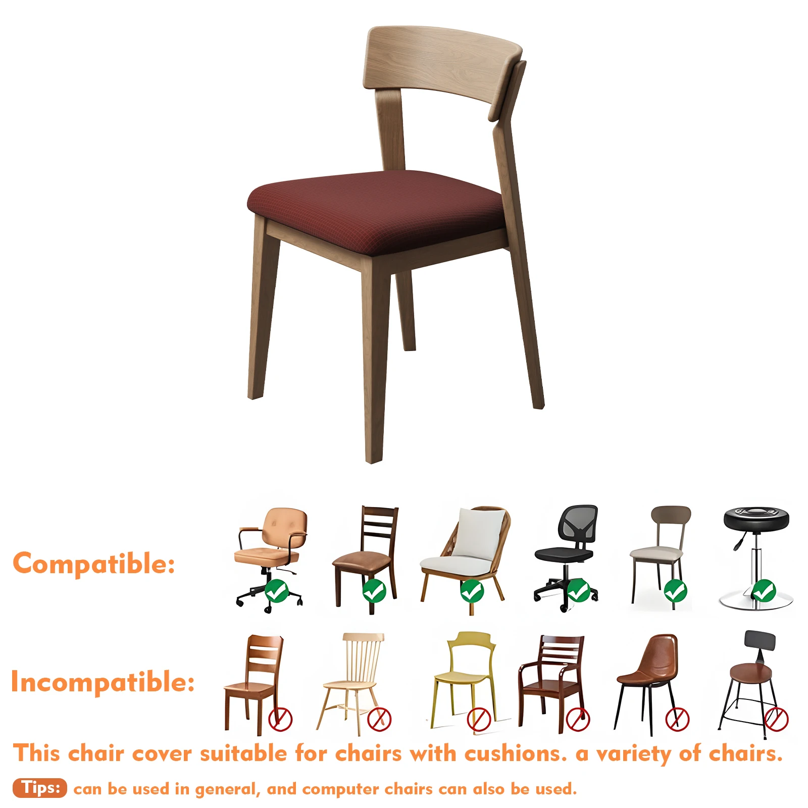 1/4 Uds. Fundas de asiento para sillas de comedor, lavables y extraíbles, antipolvo, fundas para sillas de cocina, fundas de cojines