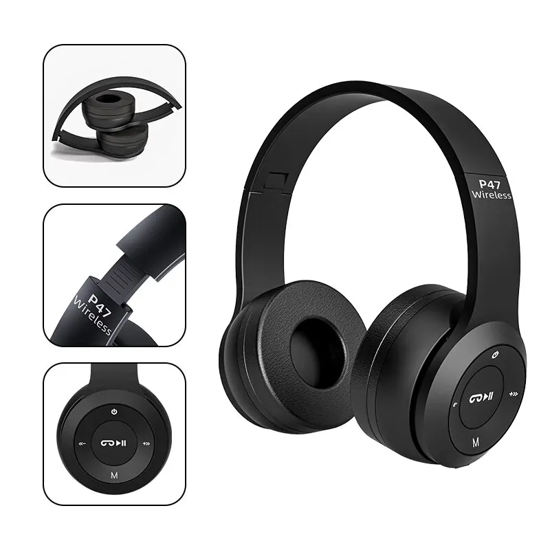 P47 Drahtlose Kopfhörer Bluetooth 5,0 Kopfhörer Faltbare HIFI Stereo Bass für Musik Gaming Kind Mädchen Kopfhörer für Smartphone