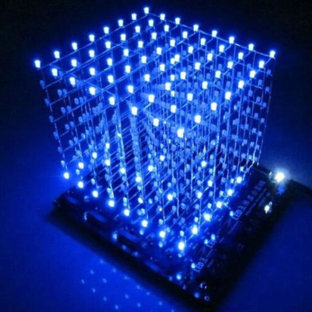 3D8 8x8x8 3MM 제곱 LED 전자 장난감 납땜 프로젝트 키트 4.5-5.5V 3D 제곱 DIY 키트 큐브 납땜 키트 LED 큐브 PCB 보드