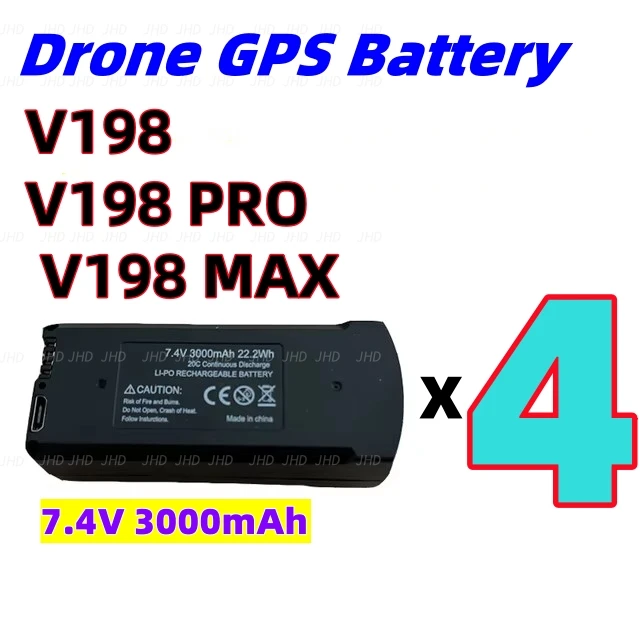 JHD оригинальный 7,4 В 3000 мАч V198 MAX PRO аккумулятор для дрона V198 8K GPS RC Quadcopter V198PRO запасной аккумулятор Запчасти для дрона