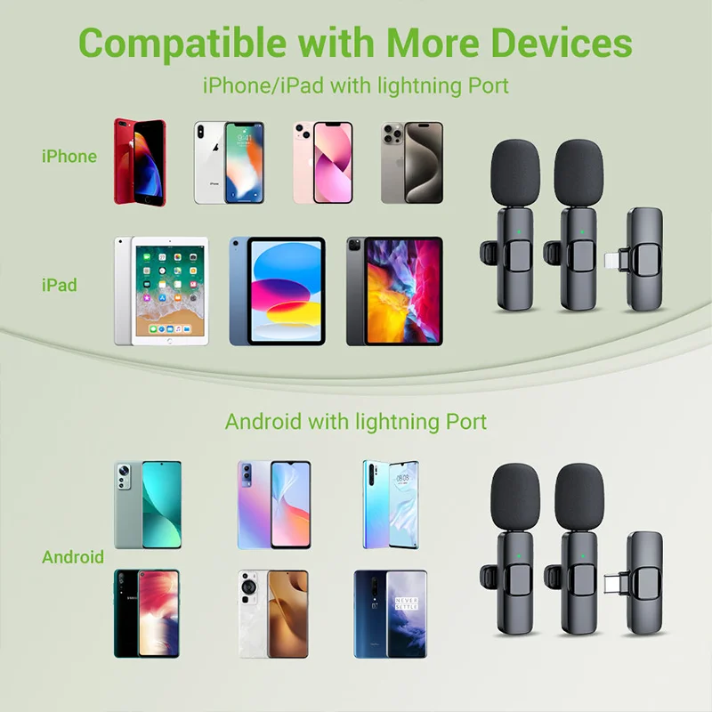 Basix 2,4G micrófono Lavalier inalámbrico portátil Audio Video grabación Mini micrófono para iPhone Android transmisión en vivo teléfono de juegos