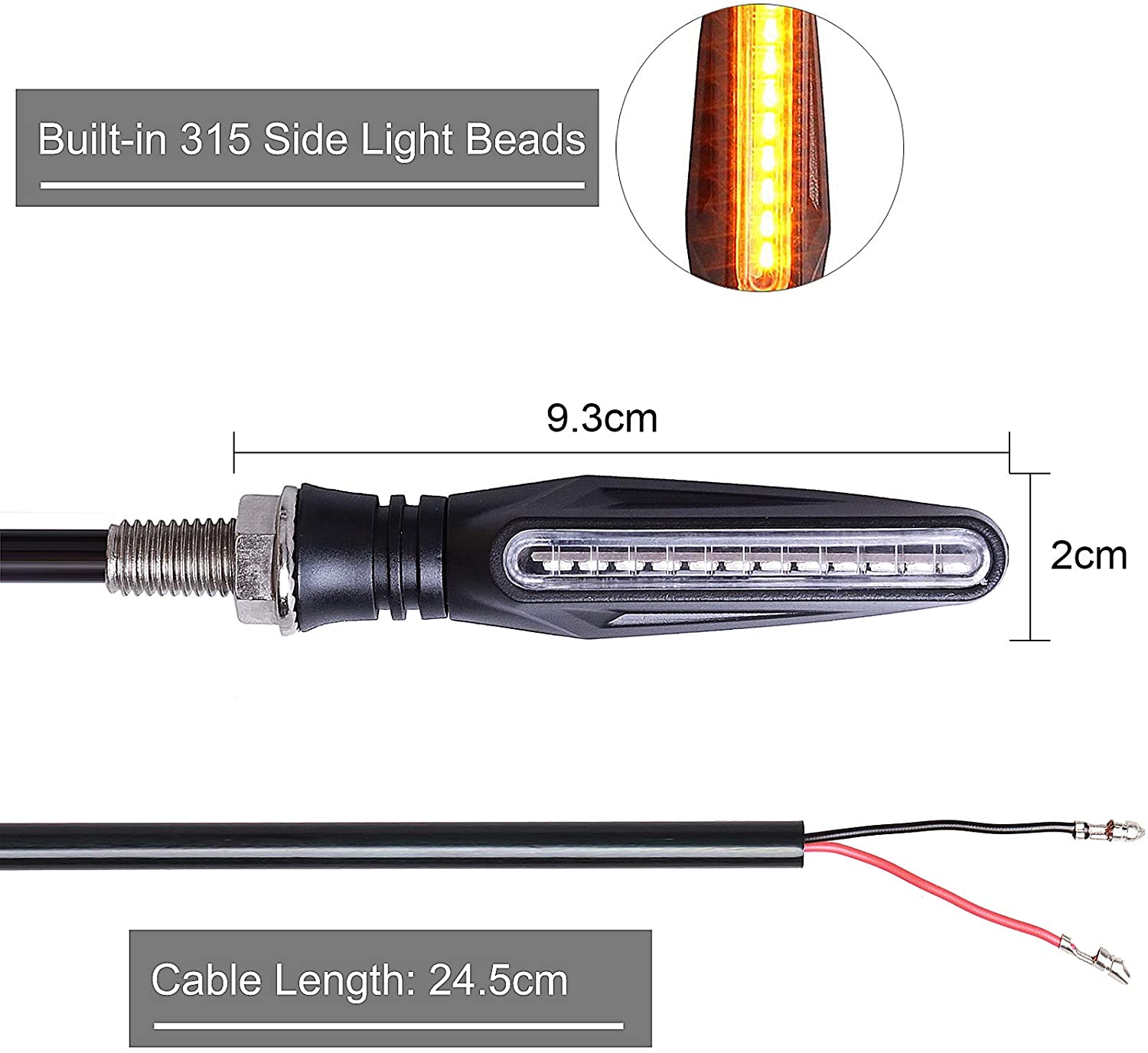 2PCS Universale LED Indicatore di direzione del motociclo Luce 12v IP68 Impermeabile Ambra Lampeggiatore Indicatore Lampeggiante Luci posteriori Accessori lampada