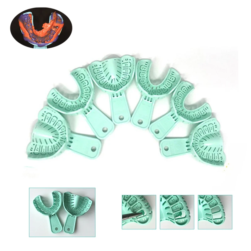 Bandeja de impressão para implante dentário, 6 peças, removível, suporte para dentes, ferramentas para dentista, material de laboratório de odontologia