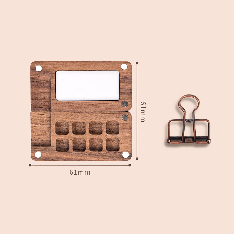 Travel Mini Walnut Watercolor Paint Palette 8 Grid 0.5ml Professional Empty Wooden Paint Palette Tray Art Painting Supplies