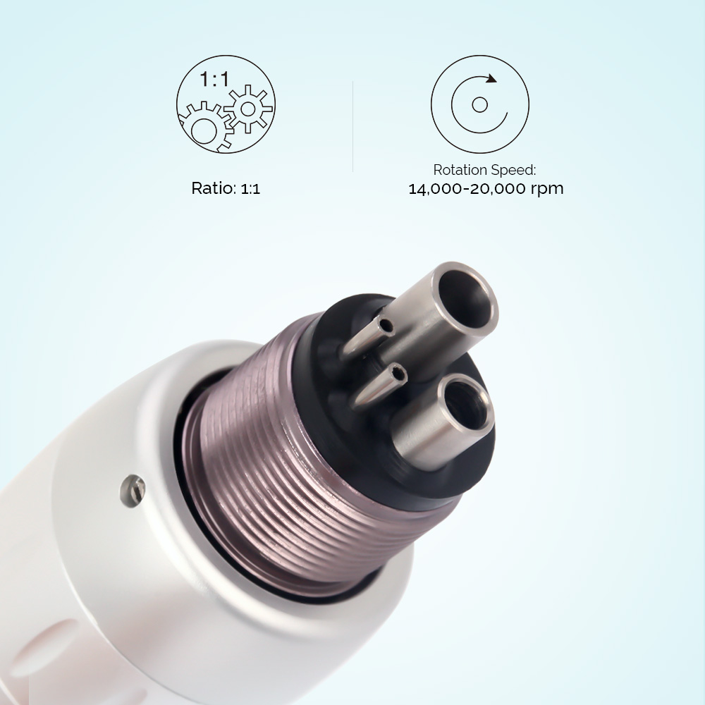 Pieza de mano Dental de baja velocidad, botón de presión, contraángulo 1:1, Motor de aire tipo E de 4 agujeros con sistema de refrigeración por agua interna