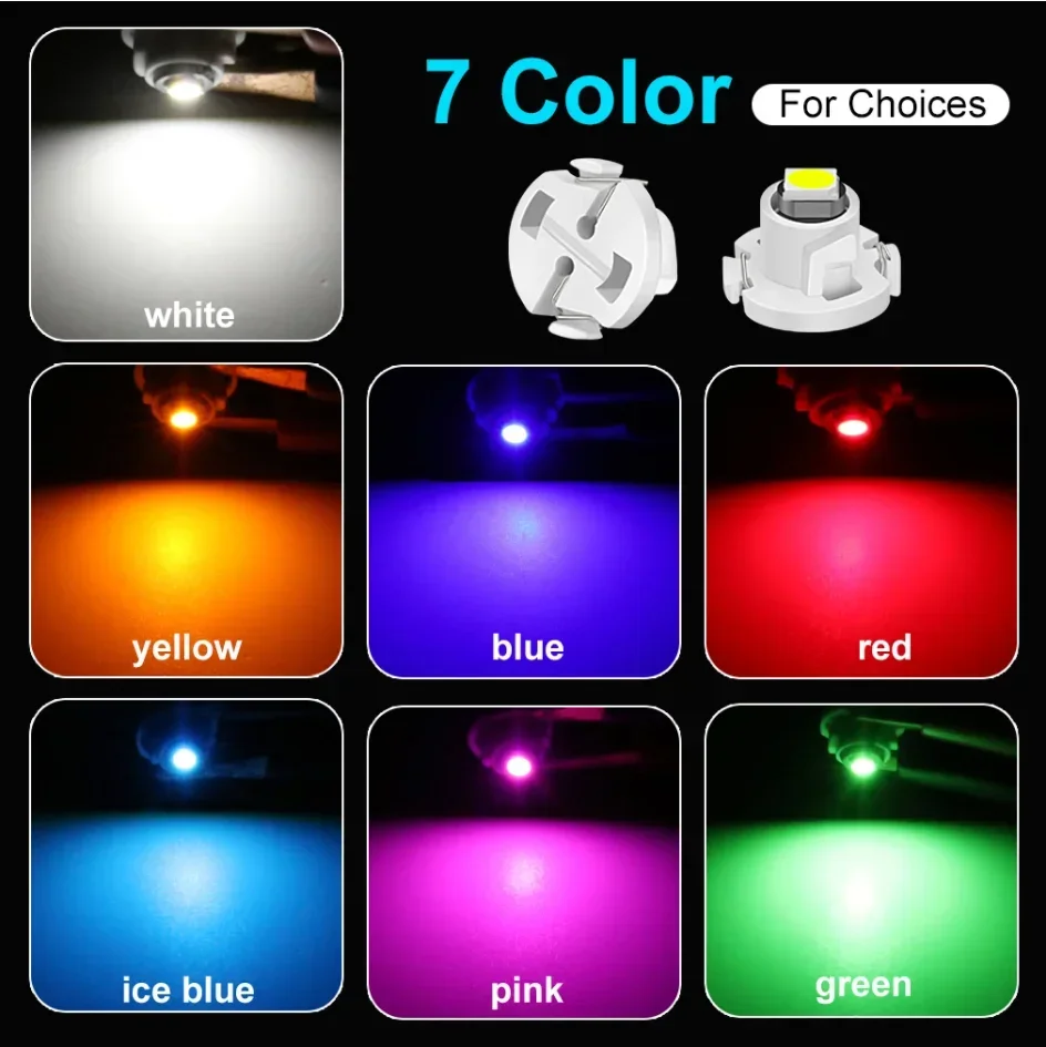10 Uds T3 LED T4.2 T4.7 bombilla Led Canbus 3030SMD luces interiores de coche indicador cuña tablero lámpara de instrumento de calentamiento 12V Auto