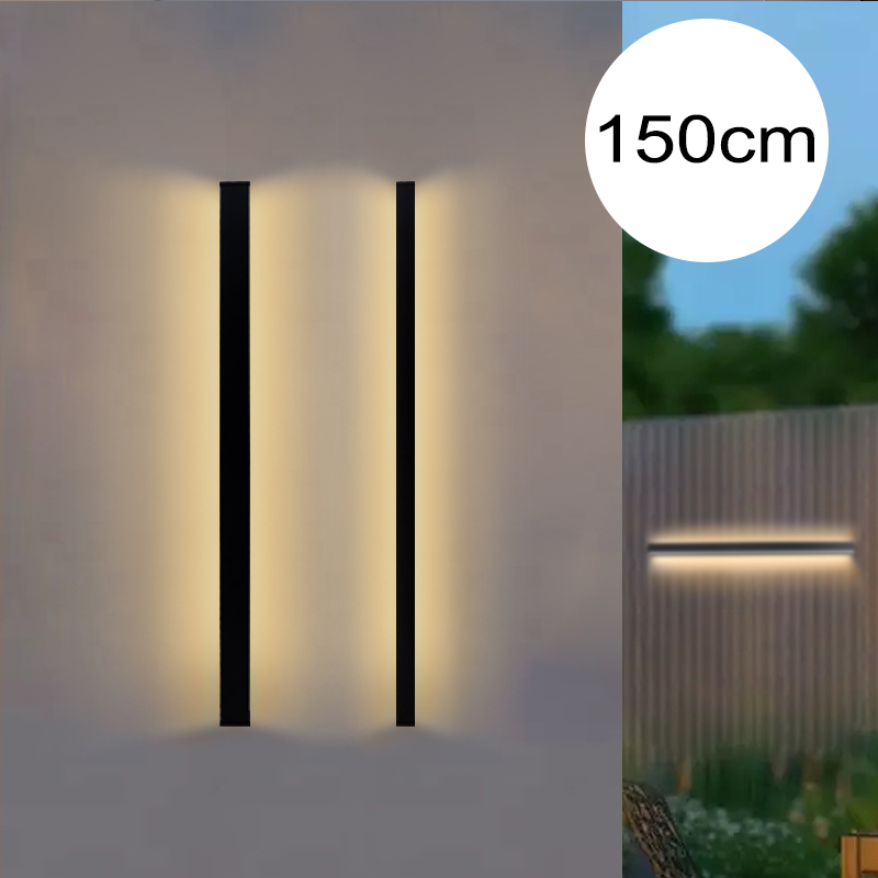 Lange Wandleuchte für den Außenbereich, wasserdicht, modern, lange Streifen, LED-Beleuchtung, Wandleuchte, IP65, Garten, AC 85–256 V, Außendekoration