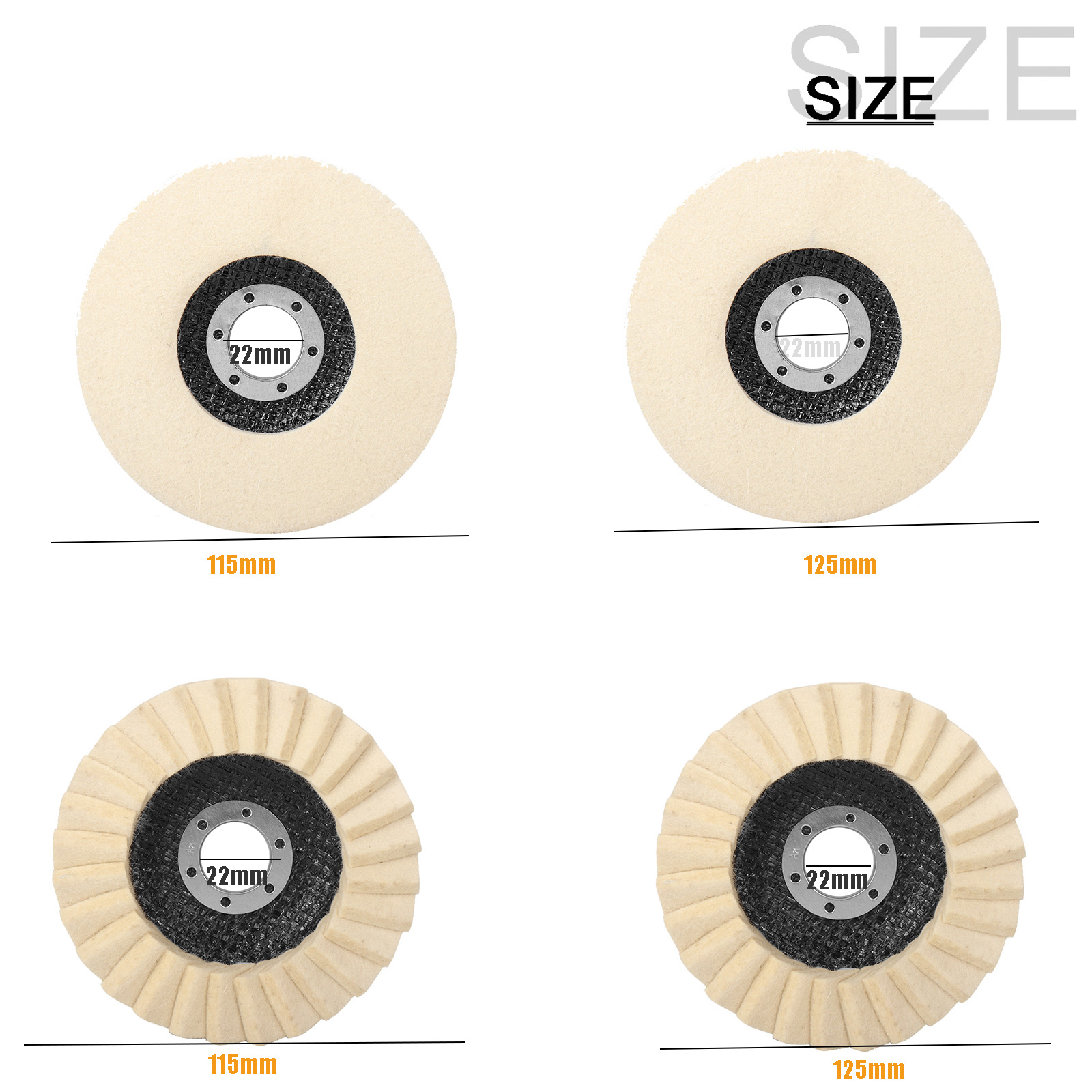 Nununco 3/4/4.5/5 Polegada roda de polimento de lã almofada de feltro de lã acessórios moedor disco de moagem para metal vidro cerâmica polimento1pc