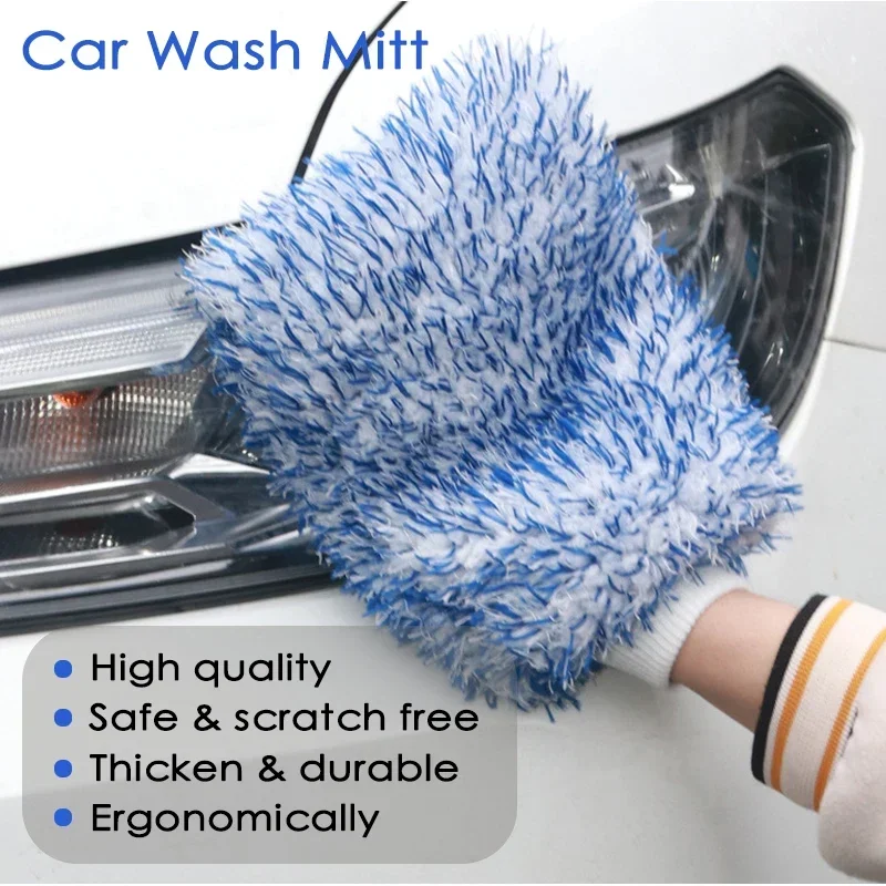 Guanto per lavaggio auto in peluche Guanti per pulizia auto spessi in microfibra Accessori per lavaggio auto Strumenti per la pulizia dell'auto Guanti per spolverare