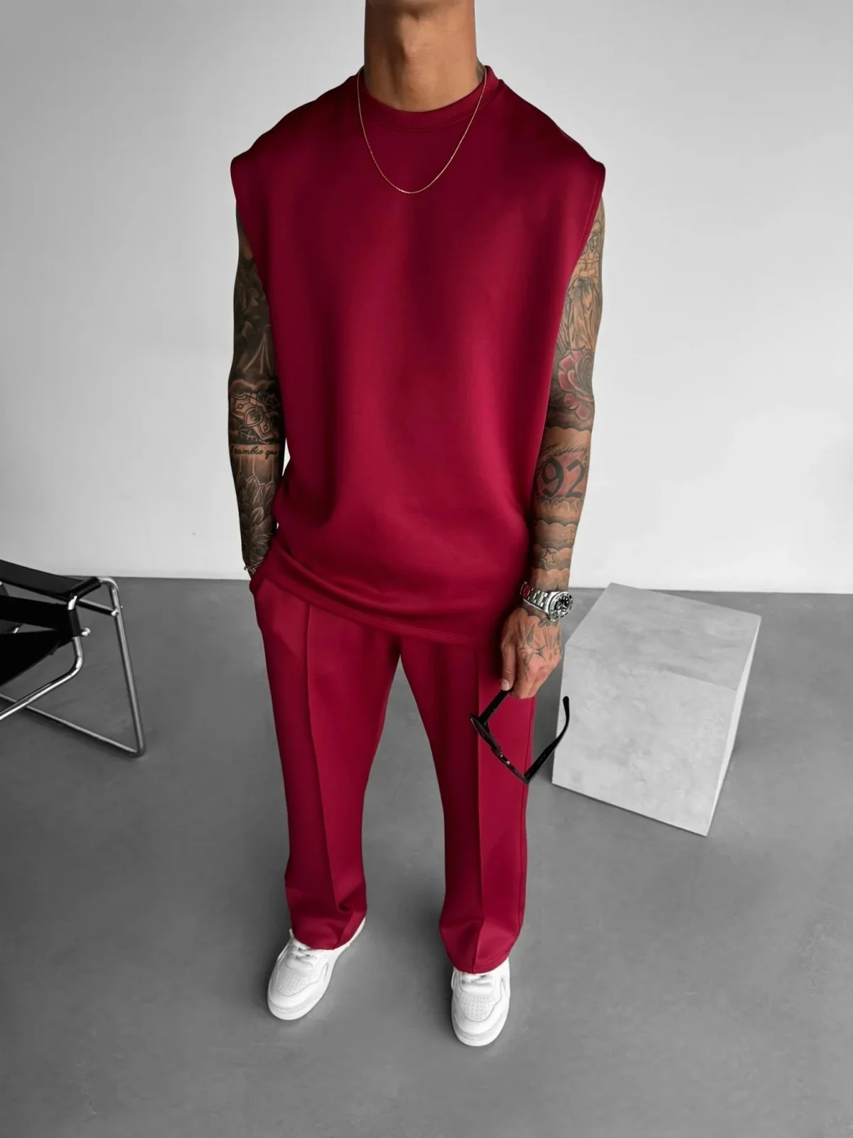 2025 Sommer neue männer sport mode casual hosen weste set lose ärmelloses T-shirt einfarbig set