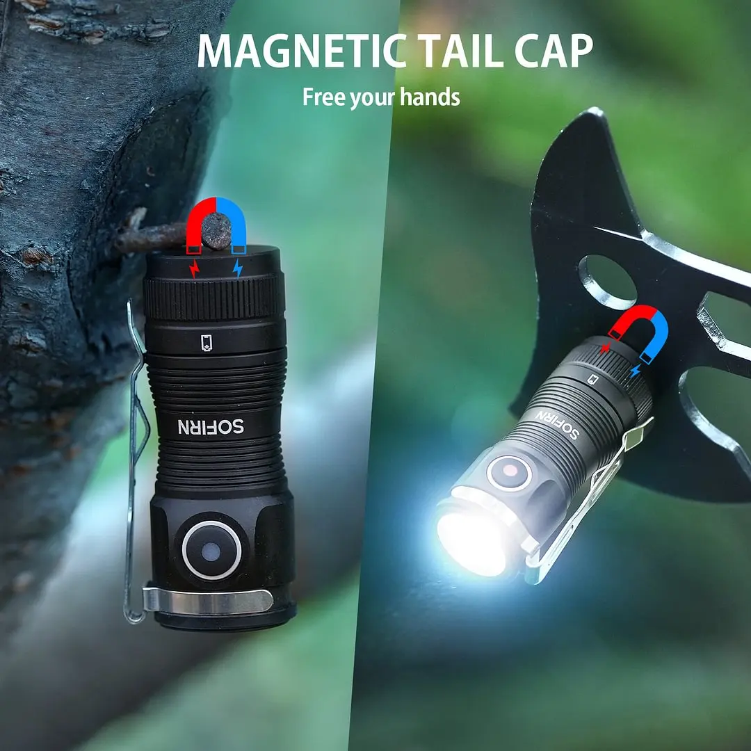 Sofirn SC13A Anduril Powerful Light 519A 1300lm Tactical 18350 Rechargeable Flashlight 5000K High CRI Keychain Emergency Torch