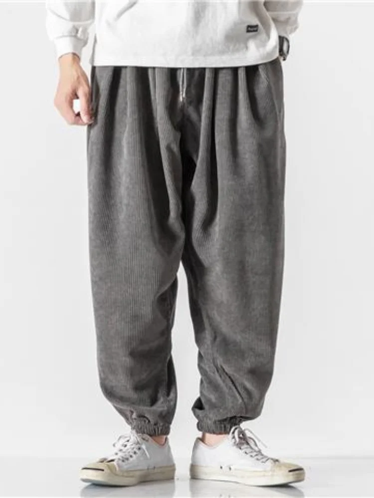 Corduroy กว้าง Harem กางเกงผู้ชายหลวมสบายๆ Jogger กางเกงจีน Baggy ขนาดใหญ่ Heavy Duty Oversize กางเกงชายคุณภาพสูง