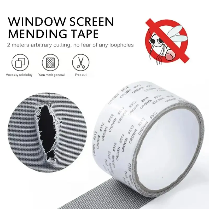 Cinta de reparación de pantalla de ventana, cinta de malla autoadhesiva, parche de fijación de puerta de red, malla antiinsectos y mosquitos, reparación de agujeros rotos