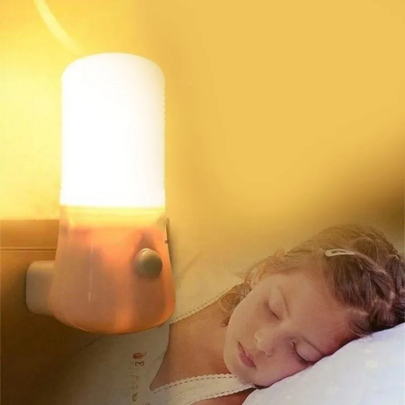Luces nocturnas con enchufe, luz LED nocturna, interruptor de botón, lámpara de noche para dormitorio, habitación de bebé, pasillo, decoración del hogar, lámpara de enchufe de pared