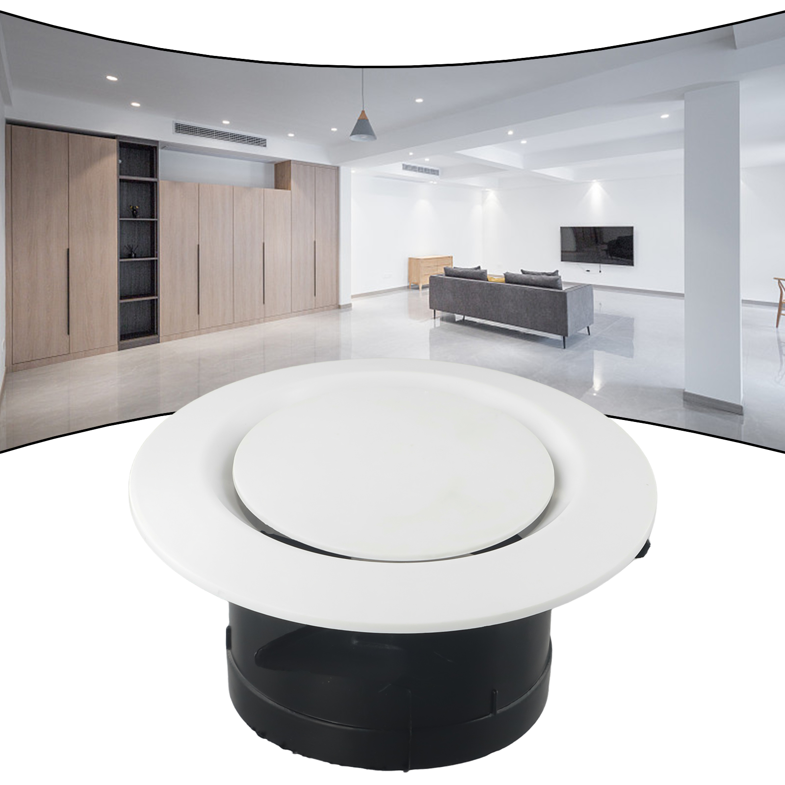 75/100/125/150/200 มม.ปรับฝาครอบระบายอากาศรอบท่อเพดานหลุม Air Vent Grille Louver ABS