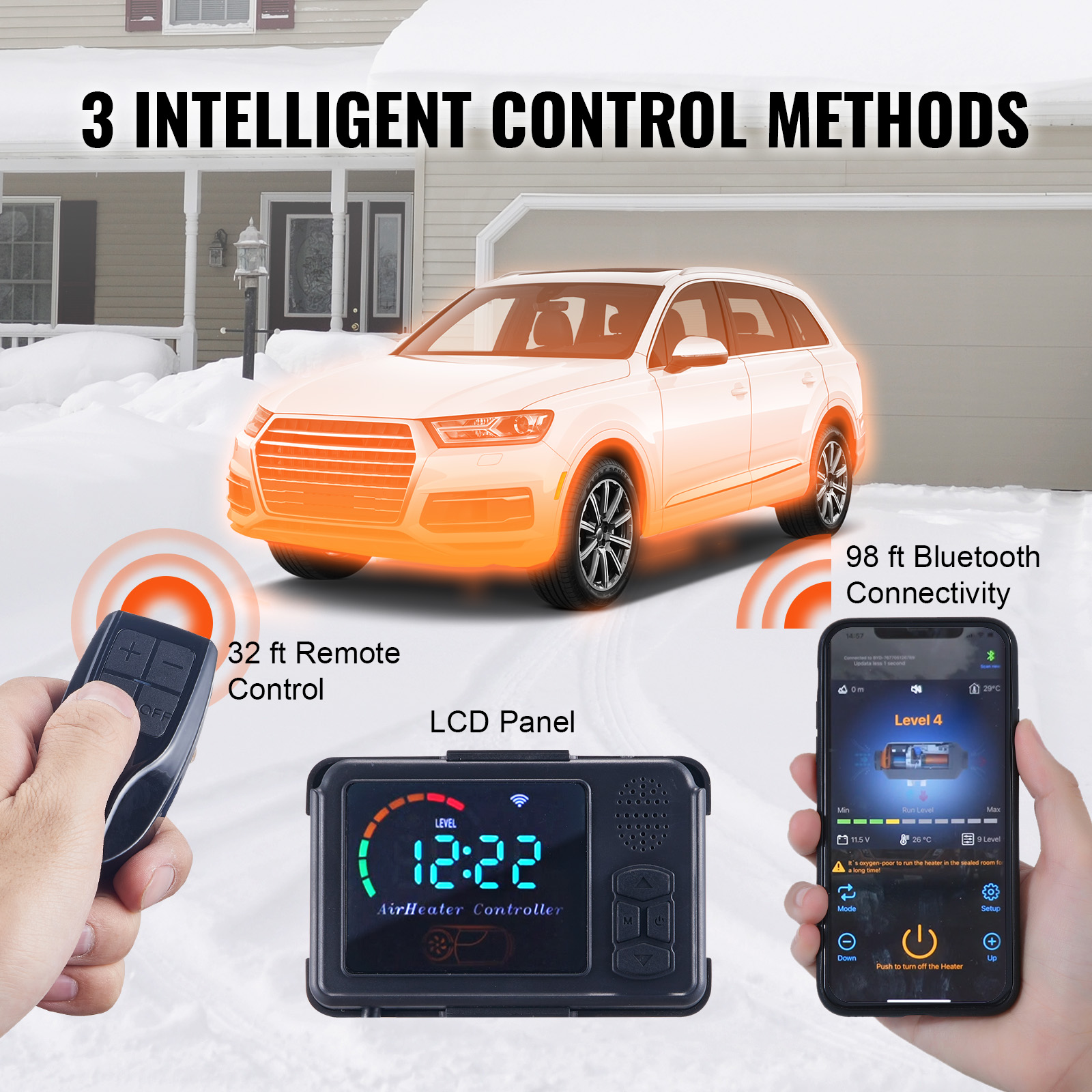 VEVOR 8KW Diesel Air Heater All-in-one Car Diesel Heater with Bluetooth LCD Portable Parking Heater for RV Trailer Camper Boat