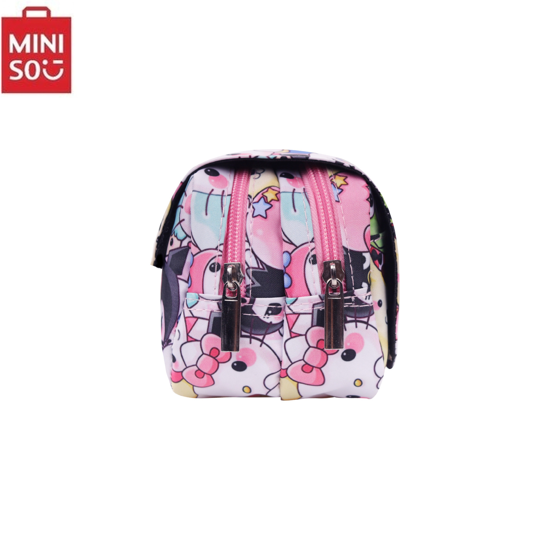 MINISO Kuromi tornister studenci Kawaii dwuwarstwowy piórnik plecak na co dzień o dużej pojemności nadruk kreskówkowy torba na długopis