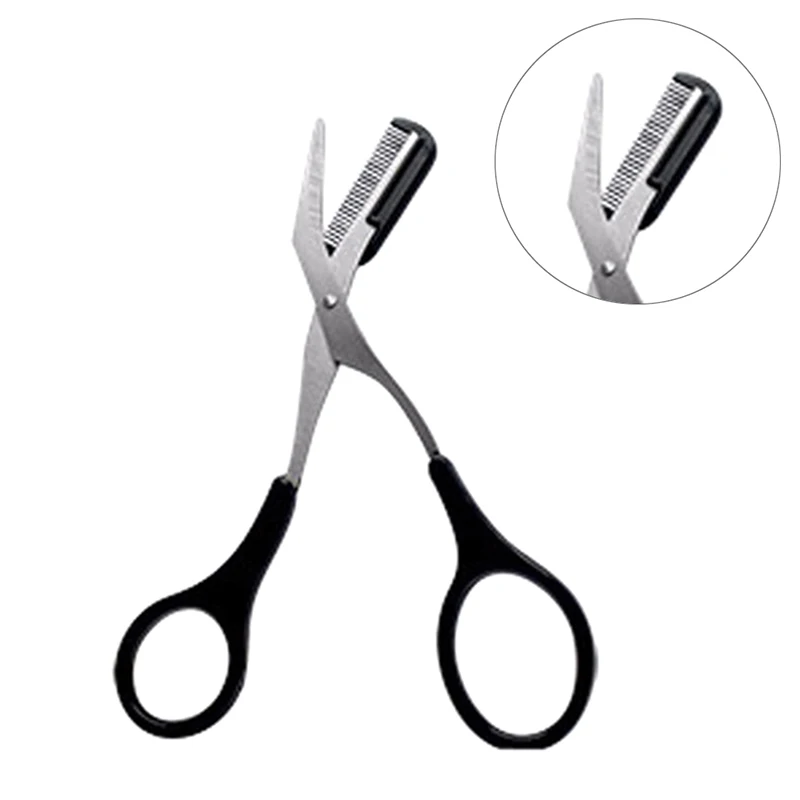 Forbici per rifinire le sopracciglia con pettine forbici per ciglia per sopracciglia maschili femminili forbici di bellezza per il trucco del rasoio per il viso in acciaio inossidabile di sicurezza