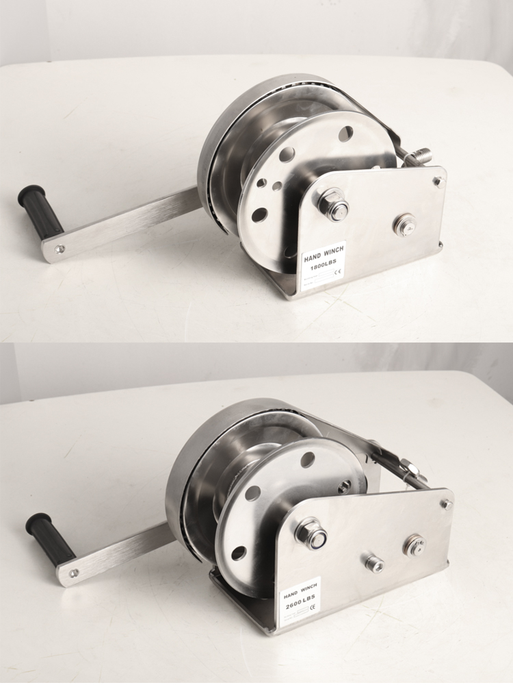 セルフロックワイヤーロープケーブルラチェットハンドウィンチ、ボート、トラック、304素材、800-2600lbs