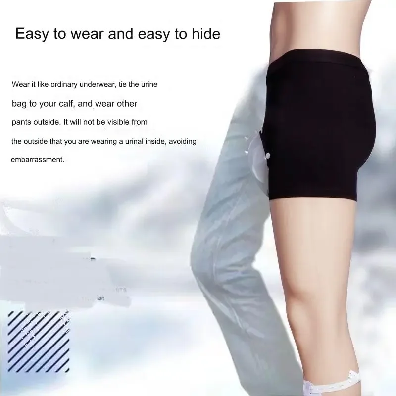 Incontinência à prova de vazamento Roupa interior, Saco de drenagem de urina para cadeira de rodas masculina